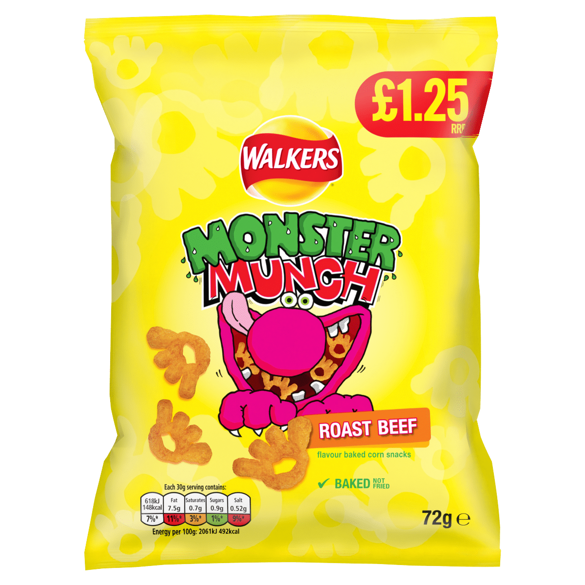 Walkers Monster Munch Roast Beef Snacks Crisps £1.25 RRP PMP 72g