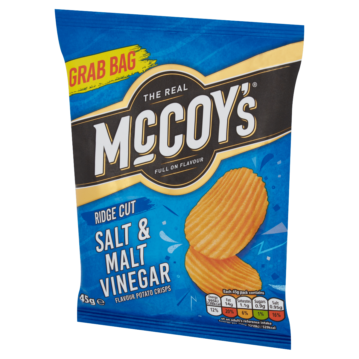 McCoy’s Ridge Cut Salt & Malt Vinegar Flavour Potato Crisps 45g