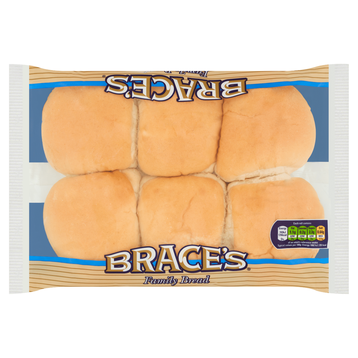 Brace’s Family Bread 6 White Baps