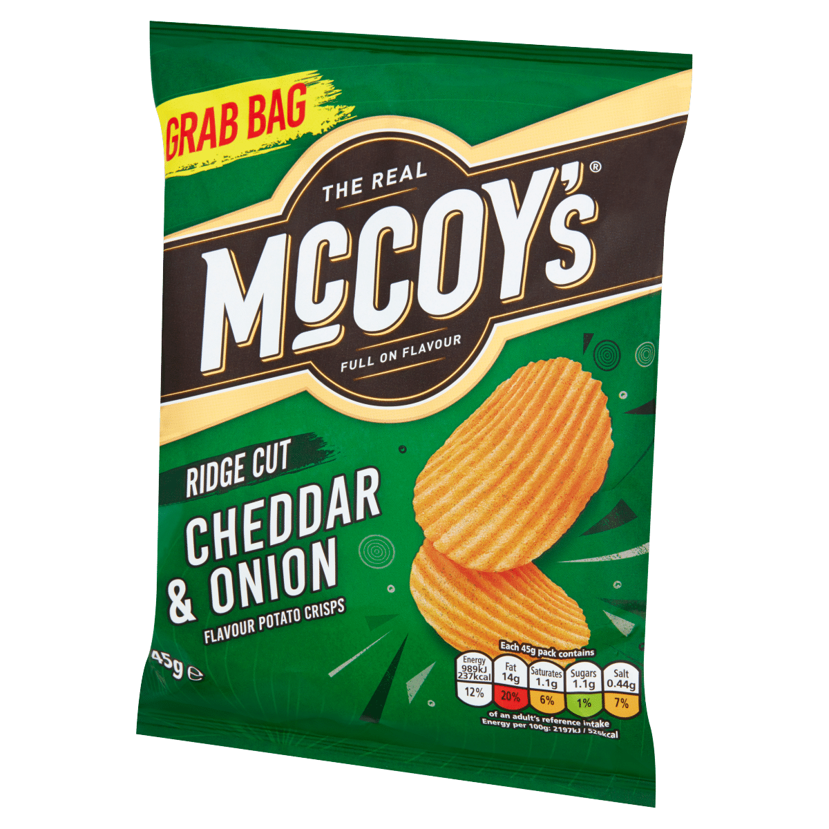 McCoy’s Ridge Cut Cheddar & Onion Flavour Potato Crisps 45g