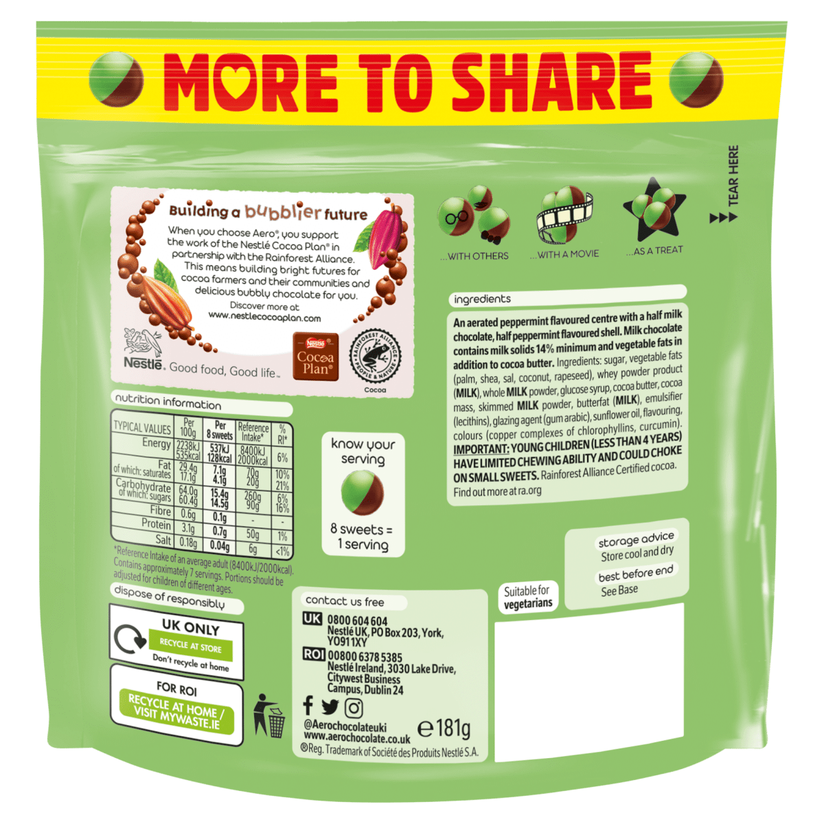 Aero Peppermint Bubbles 181g