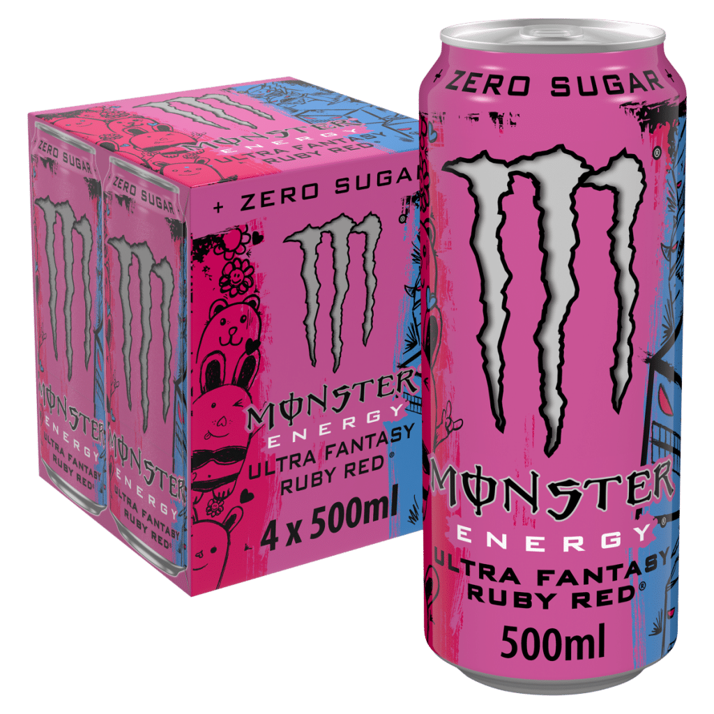 Monster Energy Drink Ultra Fantasy Ruby Red Zero Sugar 4 x 500ml