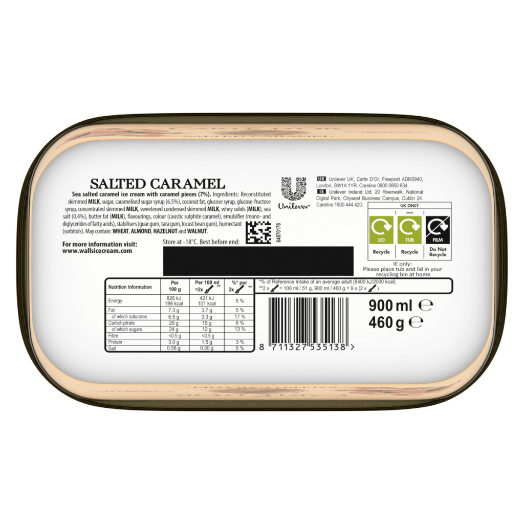Carte D’or Ice Cream Tub Rich Salted Caramel 900 ml