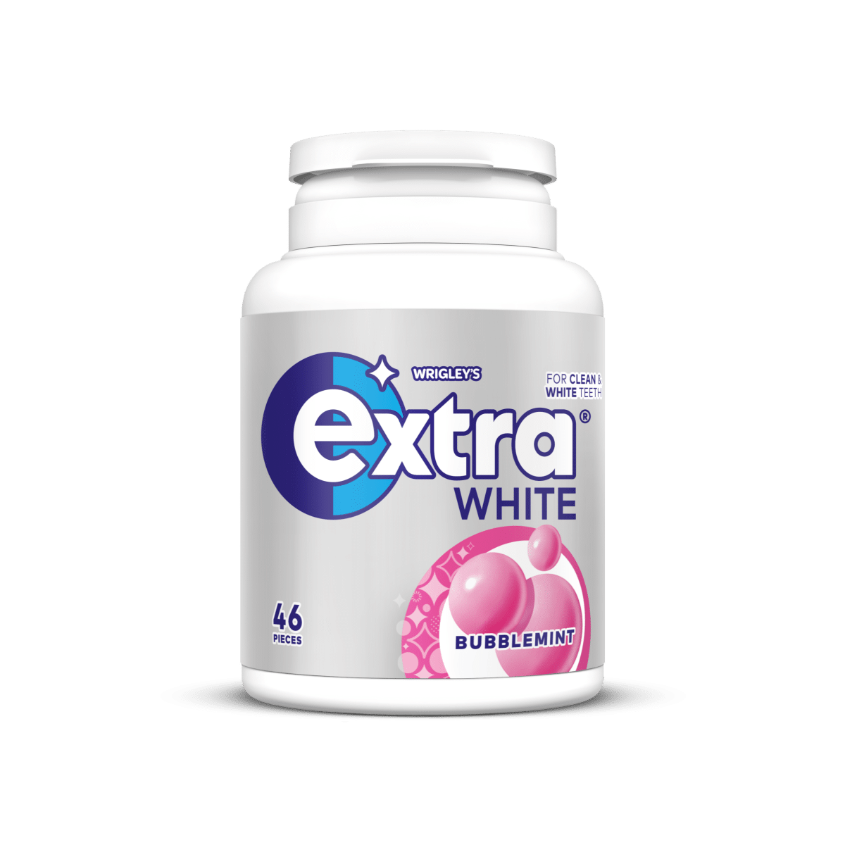 Extra White Bubblemint Sugarfree Chewing Gum Bottle 46 Pieces