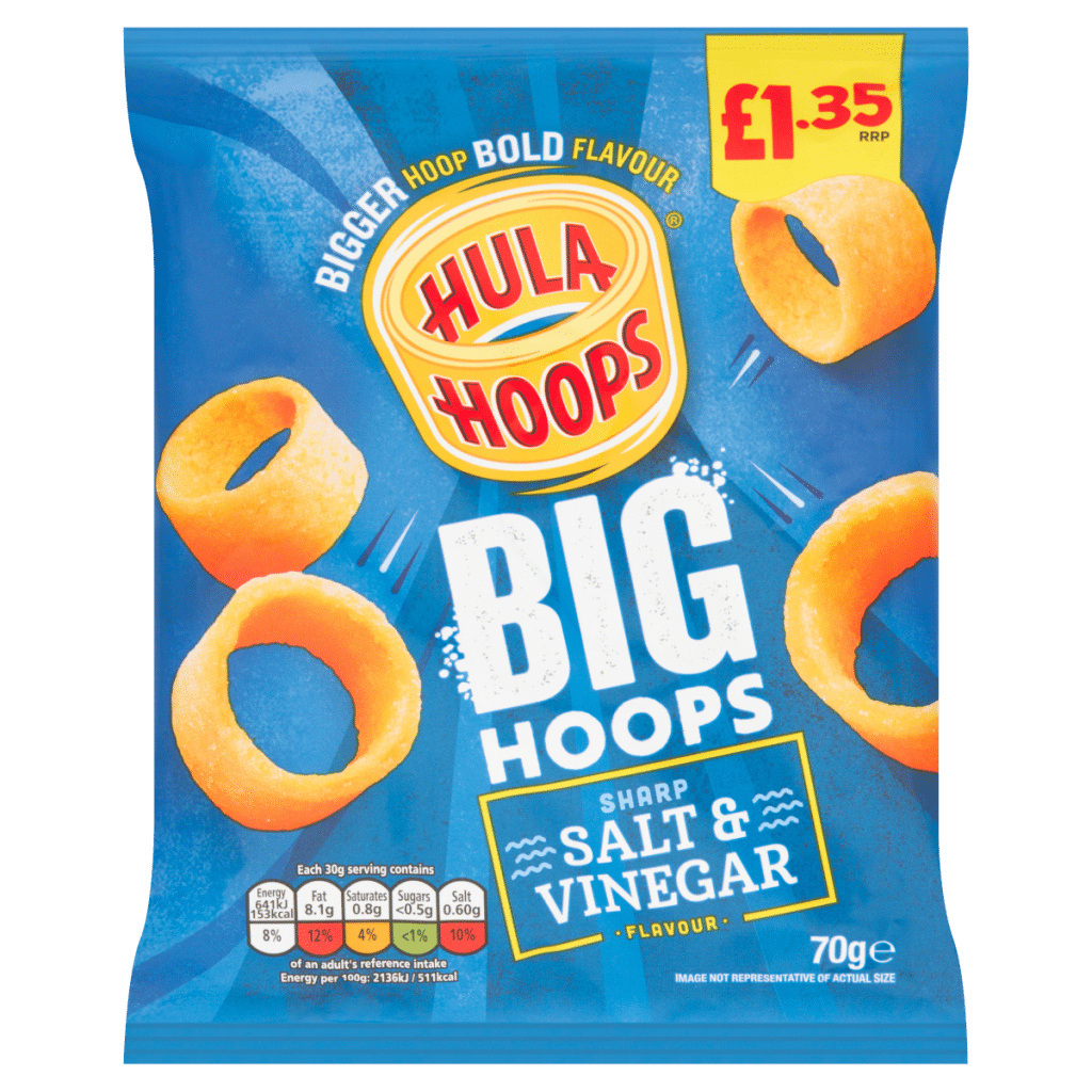 Hula Hoops Sharp Salt & Vinegar Flavour Big Hoops 70g