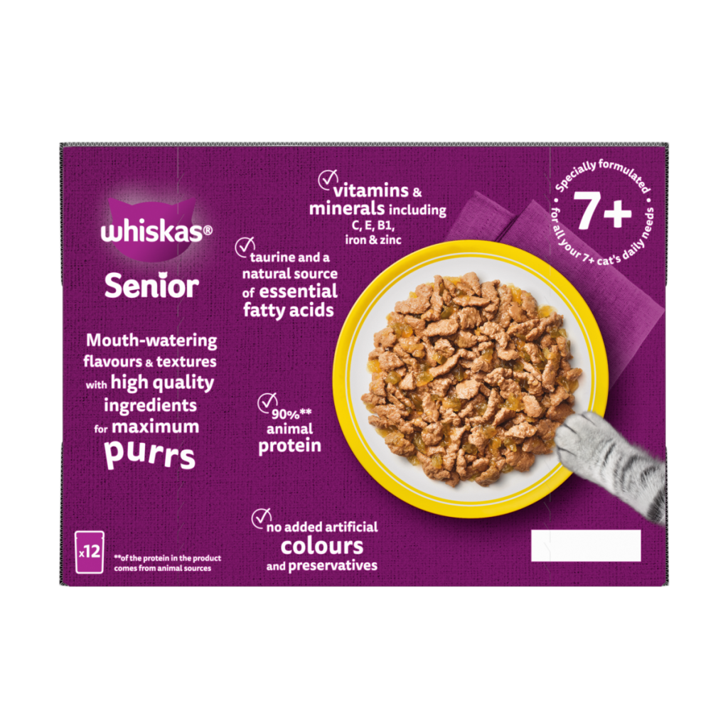 WHISKAS Senior 7+ POULTRY Feasts Wet Cat Food Pouches in Jelly 12 x 85g
