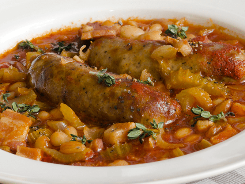 Veggie sausage and bean casserole