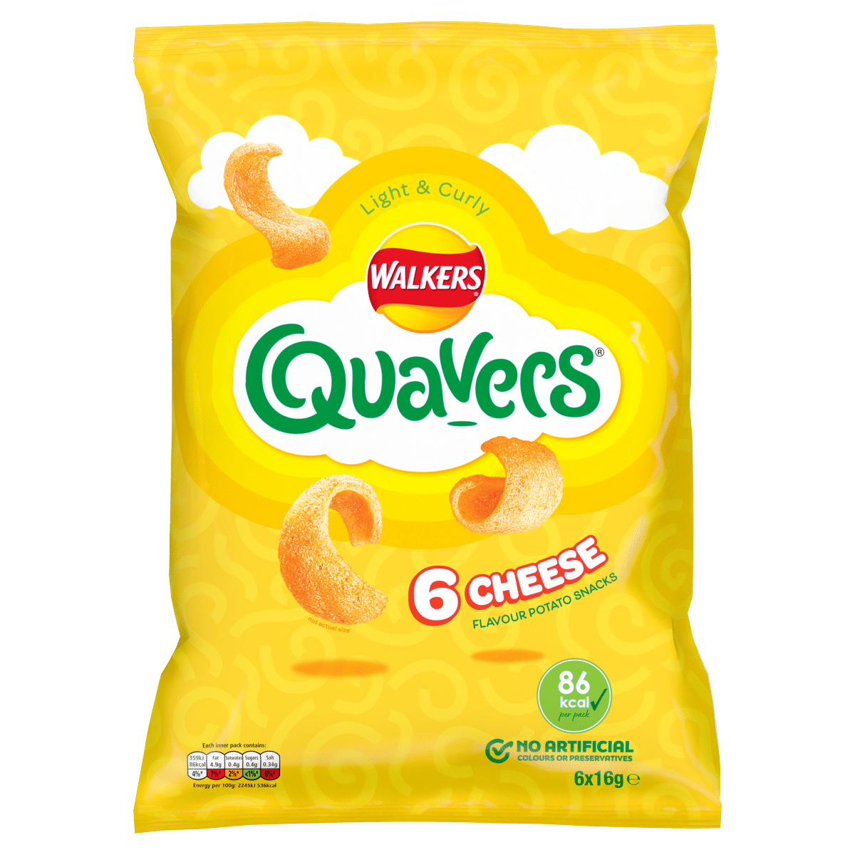Walkers Quavers Cheese Multipack Snacks 6x16g