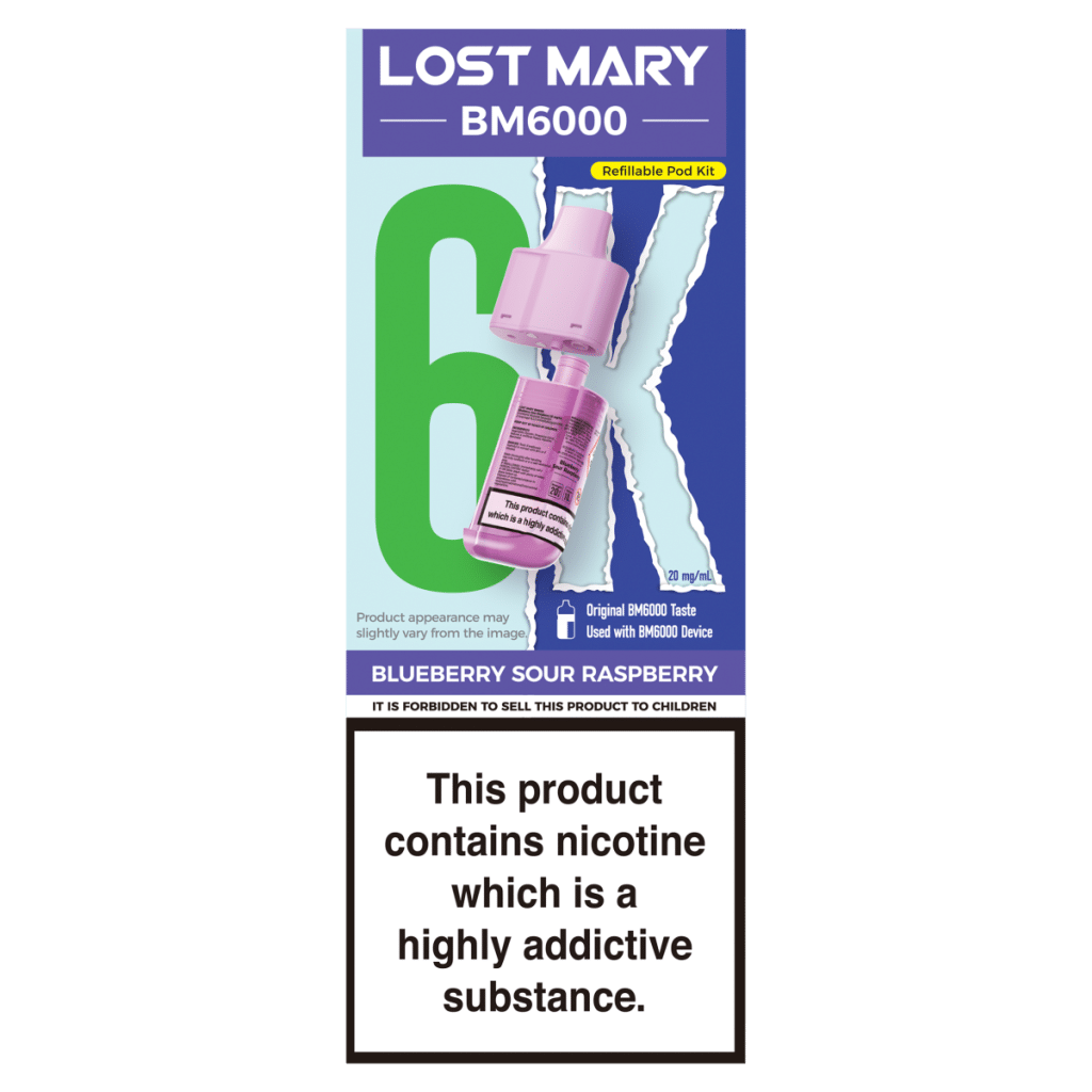 Lost Mary BM6000 Blueberry Sour Raspberry Refillable Pod Kit 20mg/ml