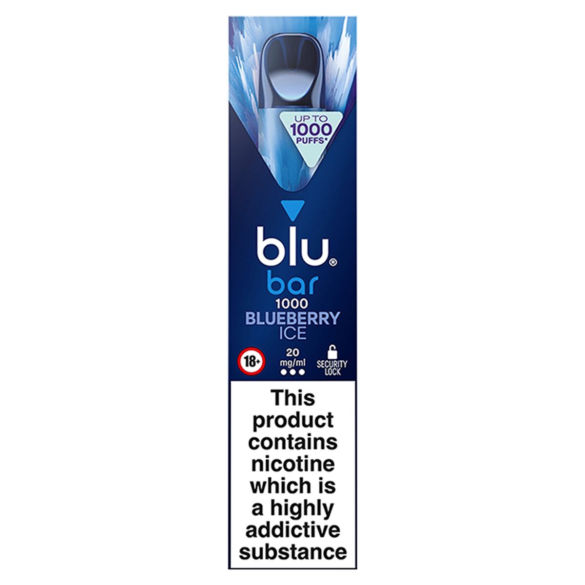 blu bar 1000 Blueberry Ice Disposable Vape 20mg/ml