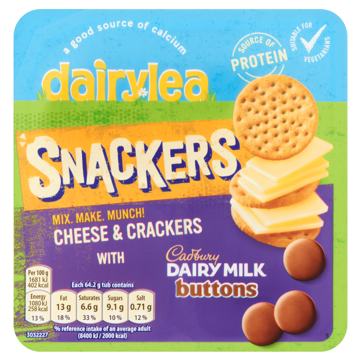 Dairylea Snackers Cheese & Crackers with Cadbury Dairy Milk Buttons 64.2g