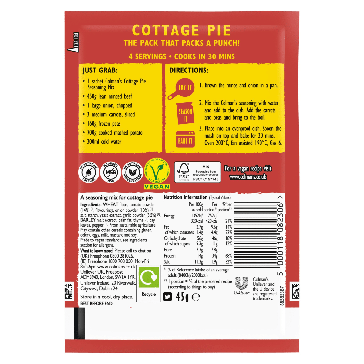 Colman’s  Recipe Mix Cottage Pie 45 g