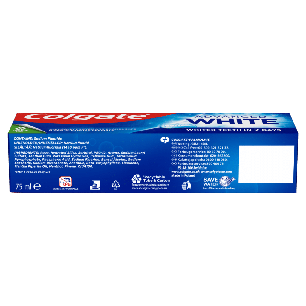 Colgate Advanced White Teeth Whitening Toothpaste 75ml