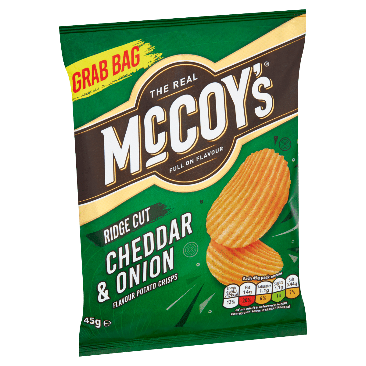 McCoy’s Ridge Cut Cheddar & Onion Flavour Potato Crisps 45g