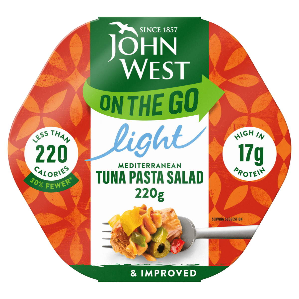 John West On the Go Light Mediterranean Tuna Pasta Salad 220g
