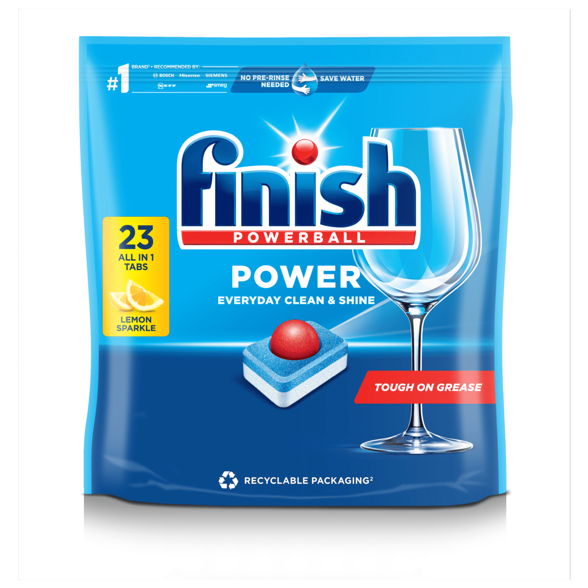 Finish Power All in One Dishwasher Tablets Lemon – 23 Tabs