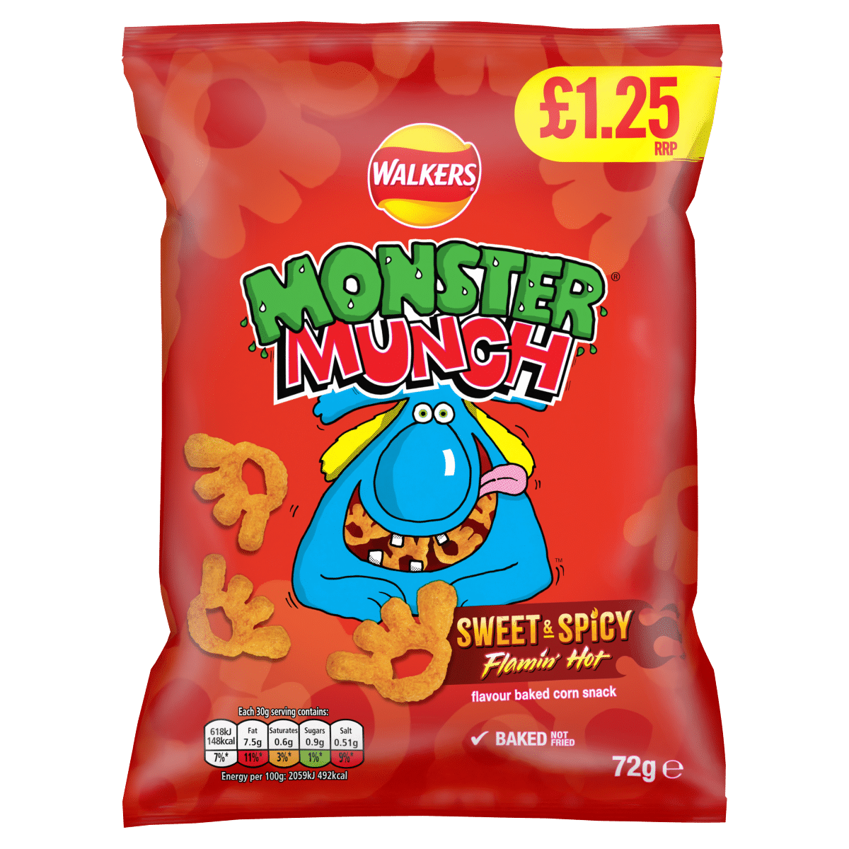 Walkers Monster Munch Sweet & Spicy Snacks £1.25 RRP PMP 72g