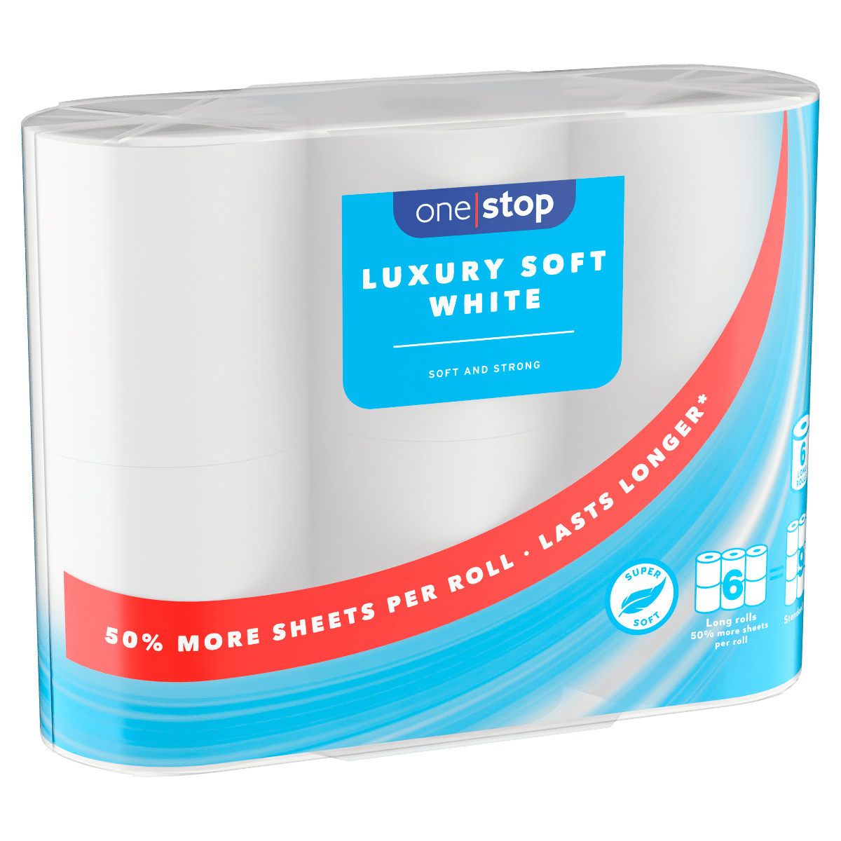One Stop Luxury Soft White 6 Long Rolls