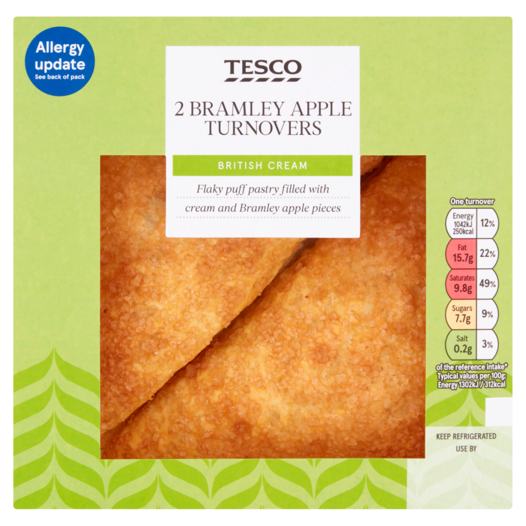 Tesco 2 Bramley Apple Turnovers 160g