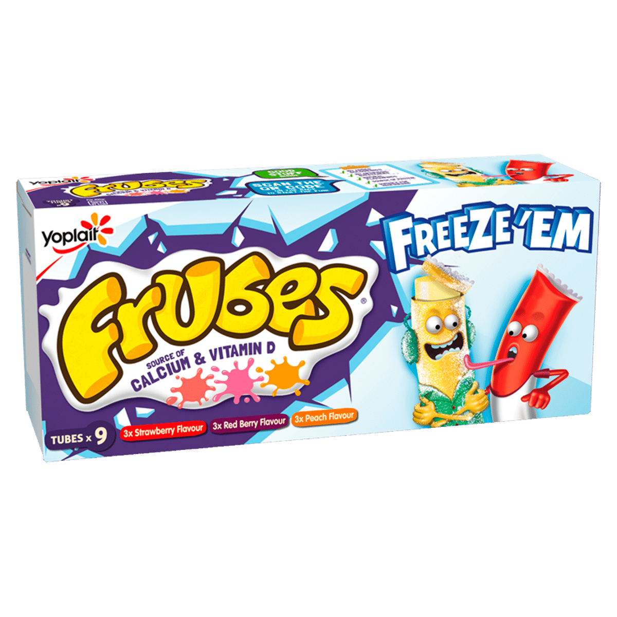 Frubes Kids Strawberry, Red Berry & Peach Yoghurt Tubes 9 x 37g