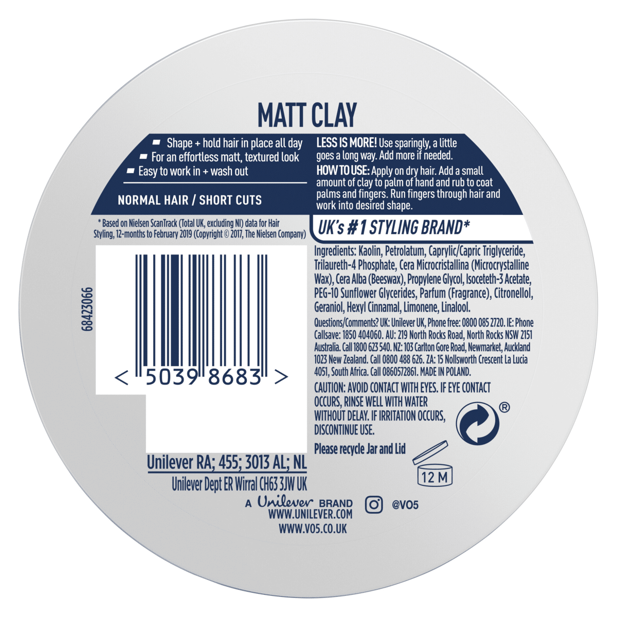 VO5  Hair Clay Matt 75 ml