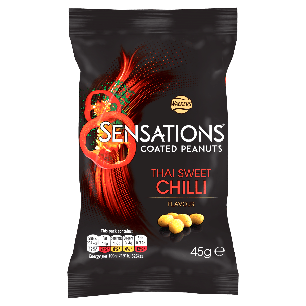 Walkers Sensations Thai Sweet Chilli Coated Peanuts 45g