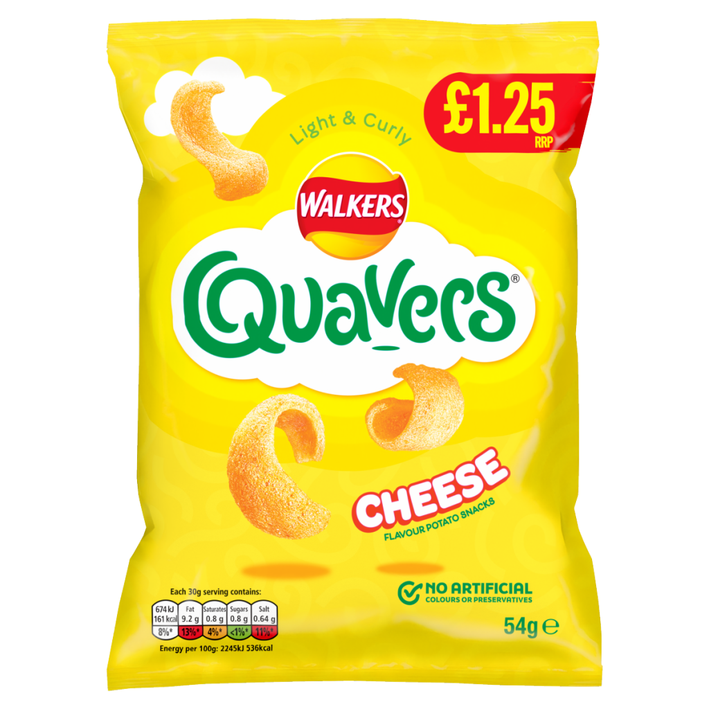 Walkers Quavers Cheese Snacks Crisps £1.25 RRP PMP 54g