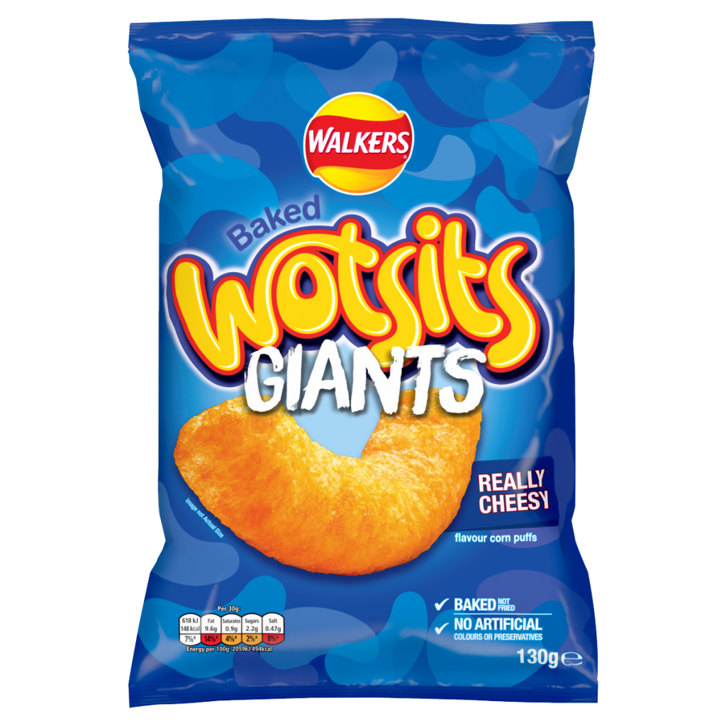 Wotsits Giants Really Cheesy Sharing Cheese Snacks Crisps 130g