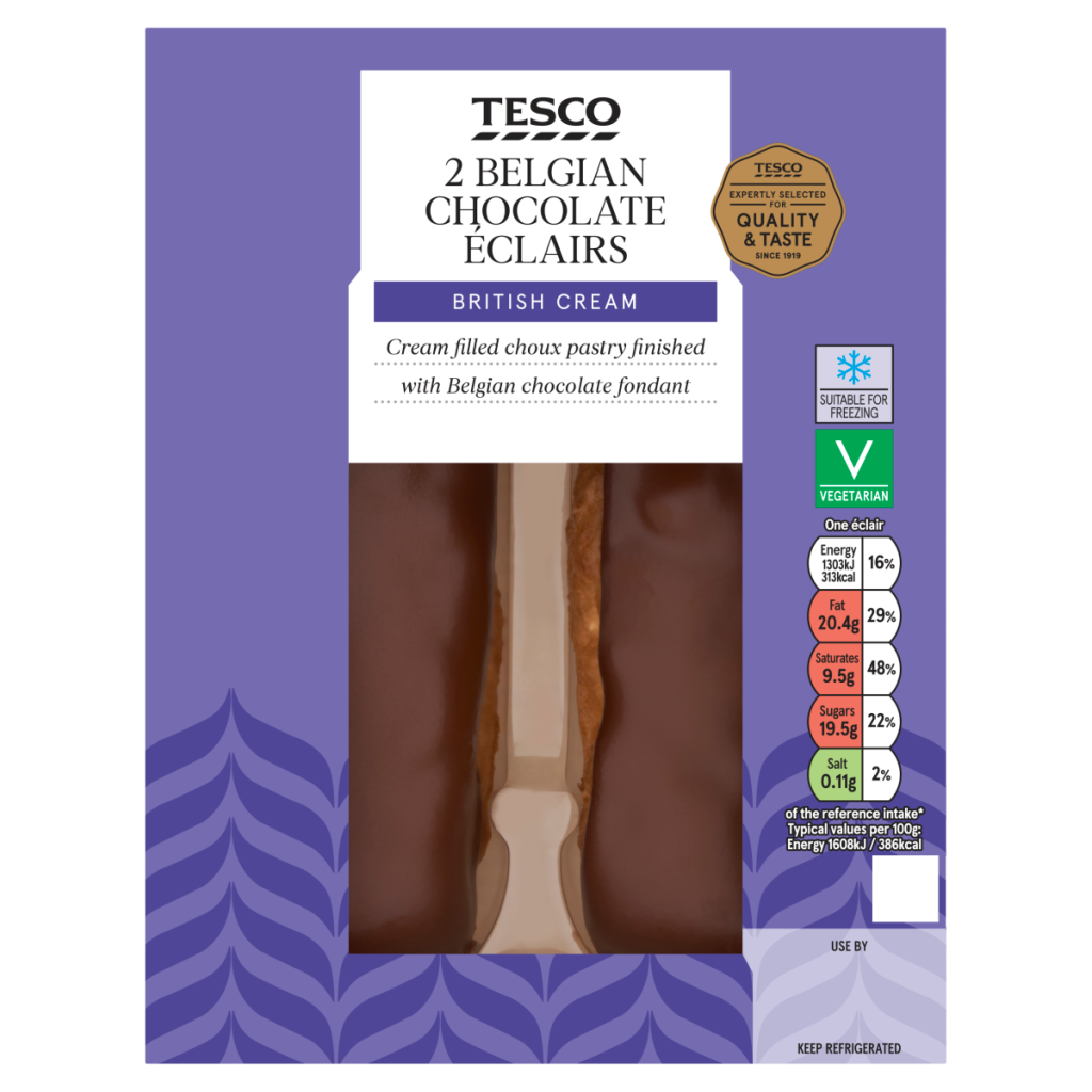 Tesco 2 Belgian Chocolate Eclairs