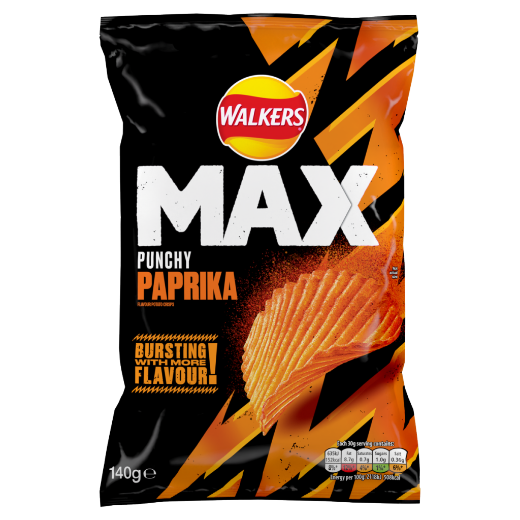 Walkers Max Punchy Paprika Sharing Crisps 140g