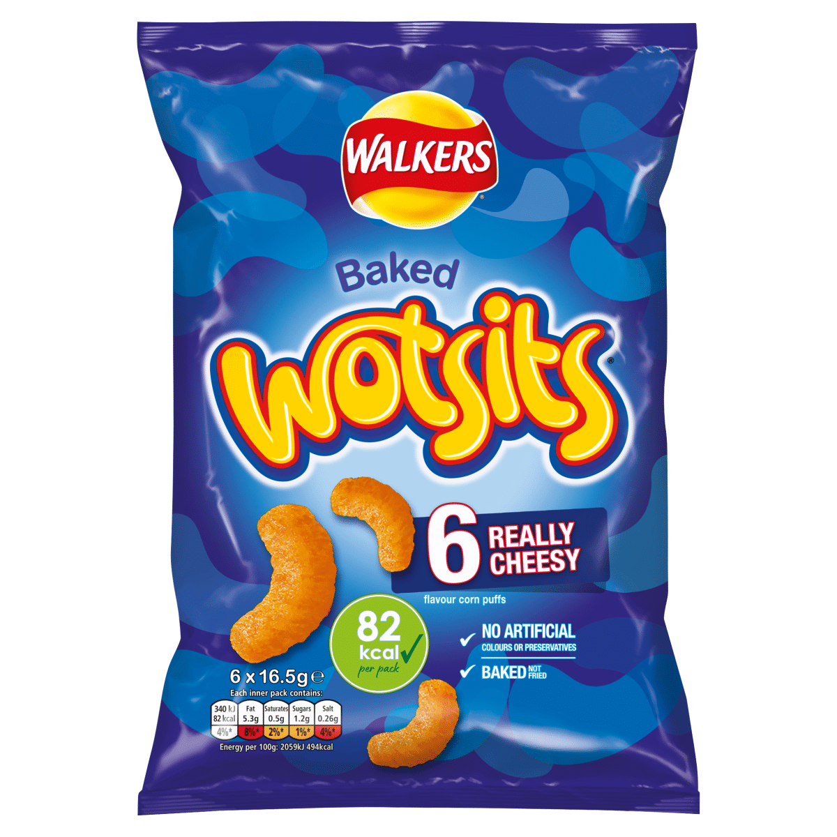 Walkers Wotsits Really Cheesy Multipack Snacks Crisps 6×16.5g