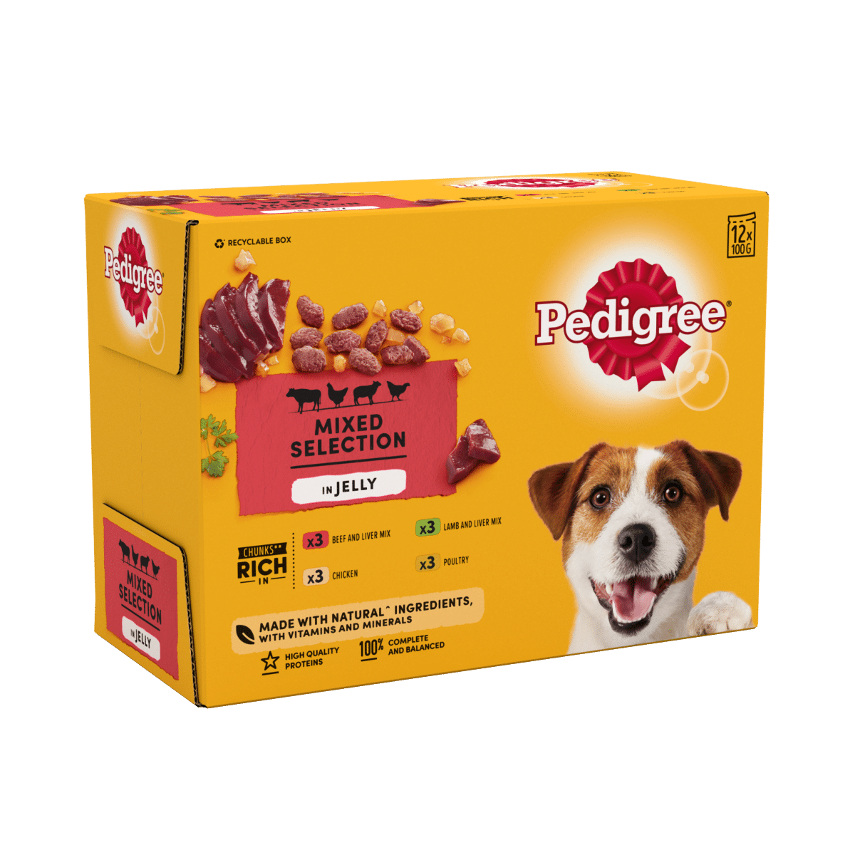 Pedigree Adult Wet Dog Food Pouches Mixed in Jelly 12 x 100g