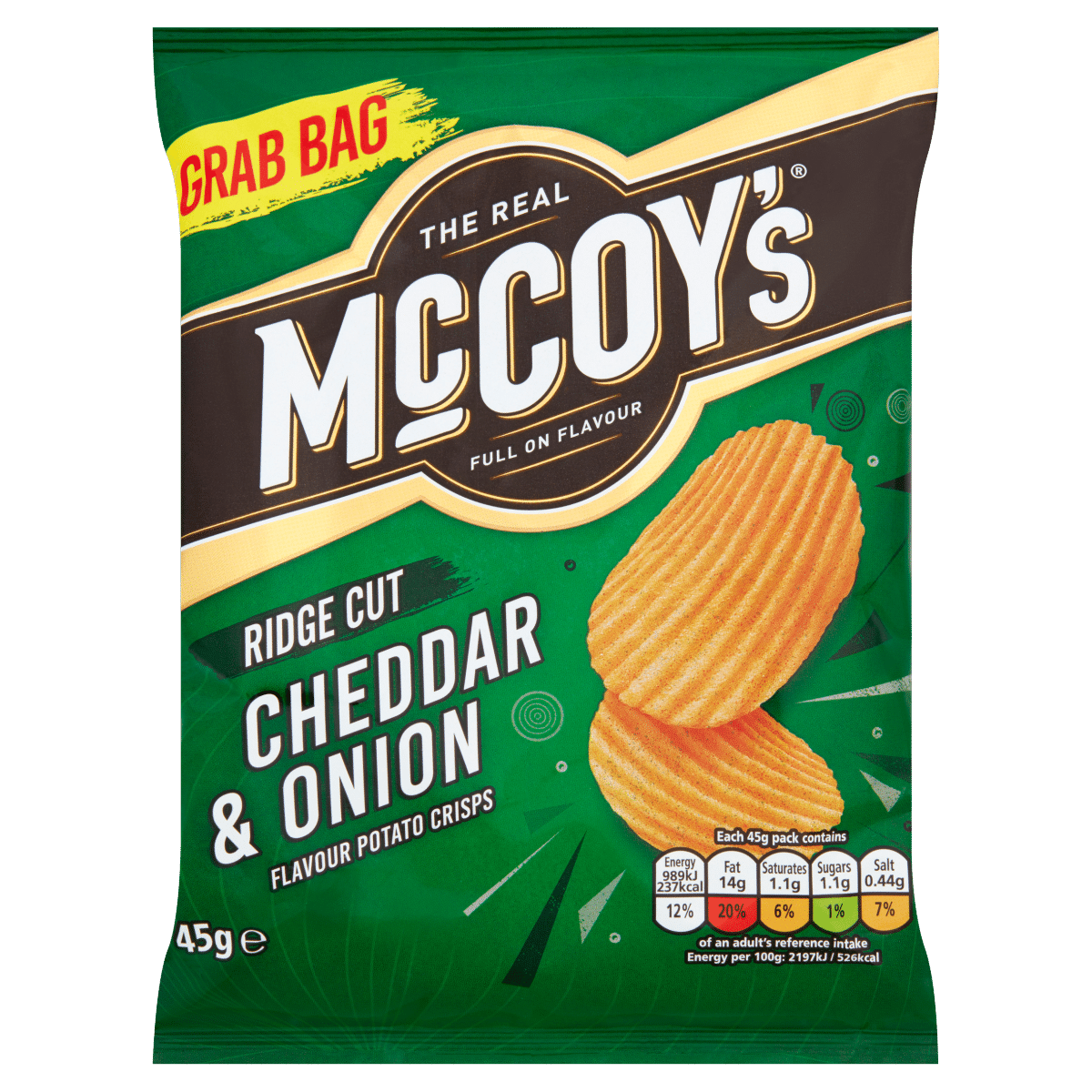 McCoy’s­ Ridge Cut Cheddar & Onion Flavour Potato Crisps 45g
