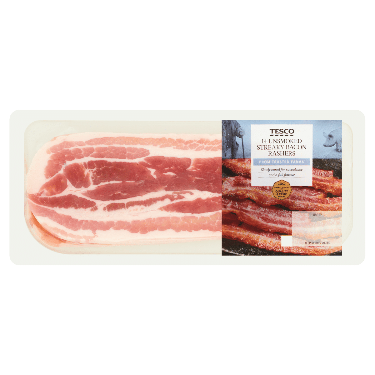 Tesco 14 Unsmoked Streaky Bacon Rashers 300g