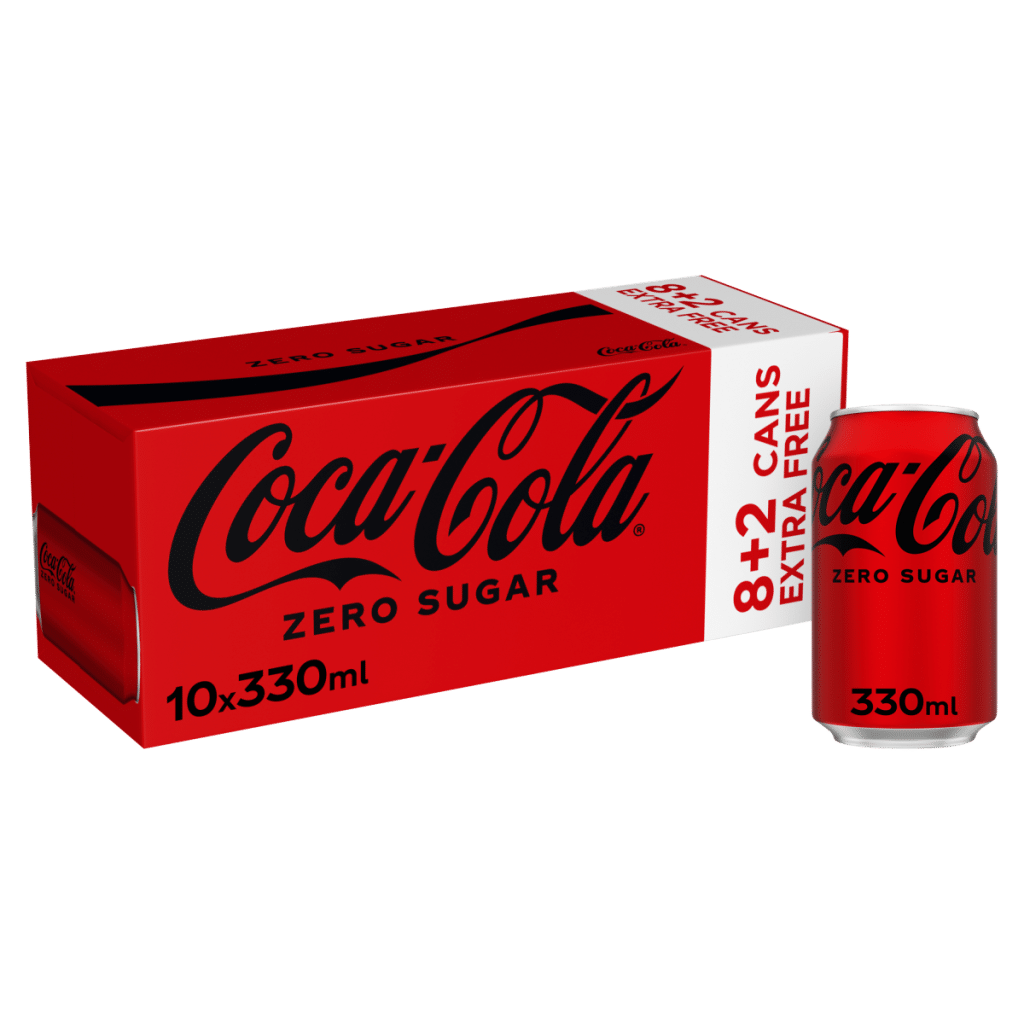 Coca-Cola Zero Sugar 10 x 330ml (8 x 330ml + 2 x 330ml Extra Free)