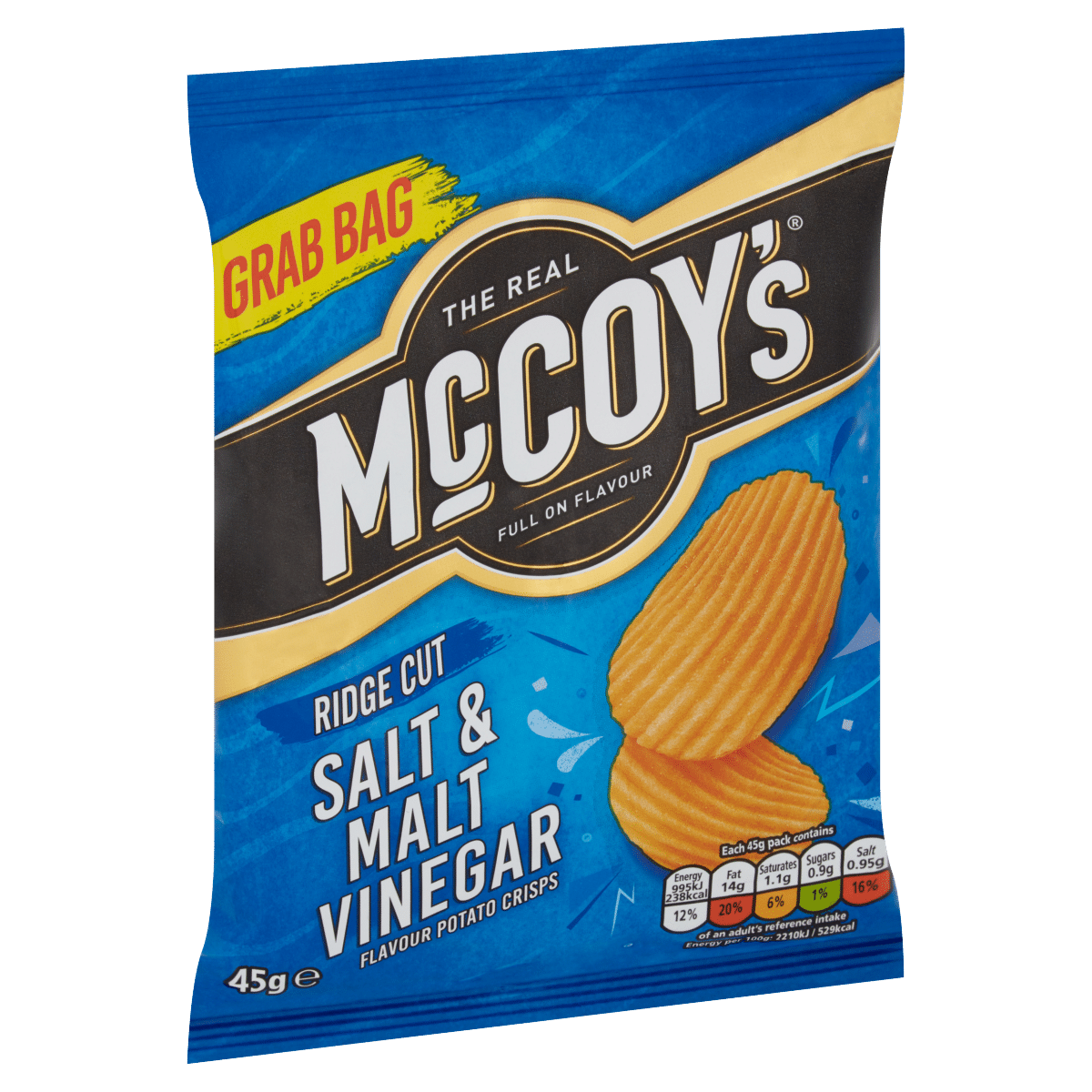 McCoy’s Ridge Cut Salt & Malt Vinegar Flavour Potato Crisps 45g