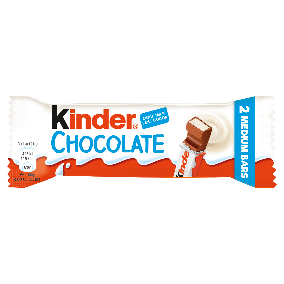 Kinder Medium Chocolate Multipack Bars 2 x 21g (42g)