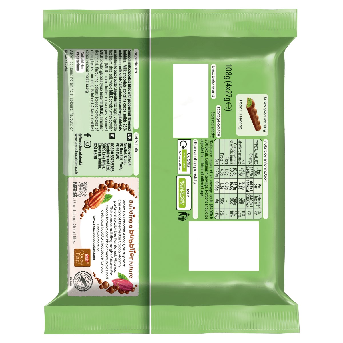 Aero Peppermint Bars 4 x 27g (108g)