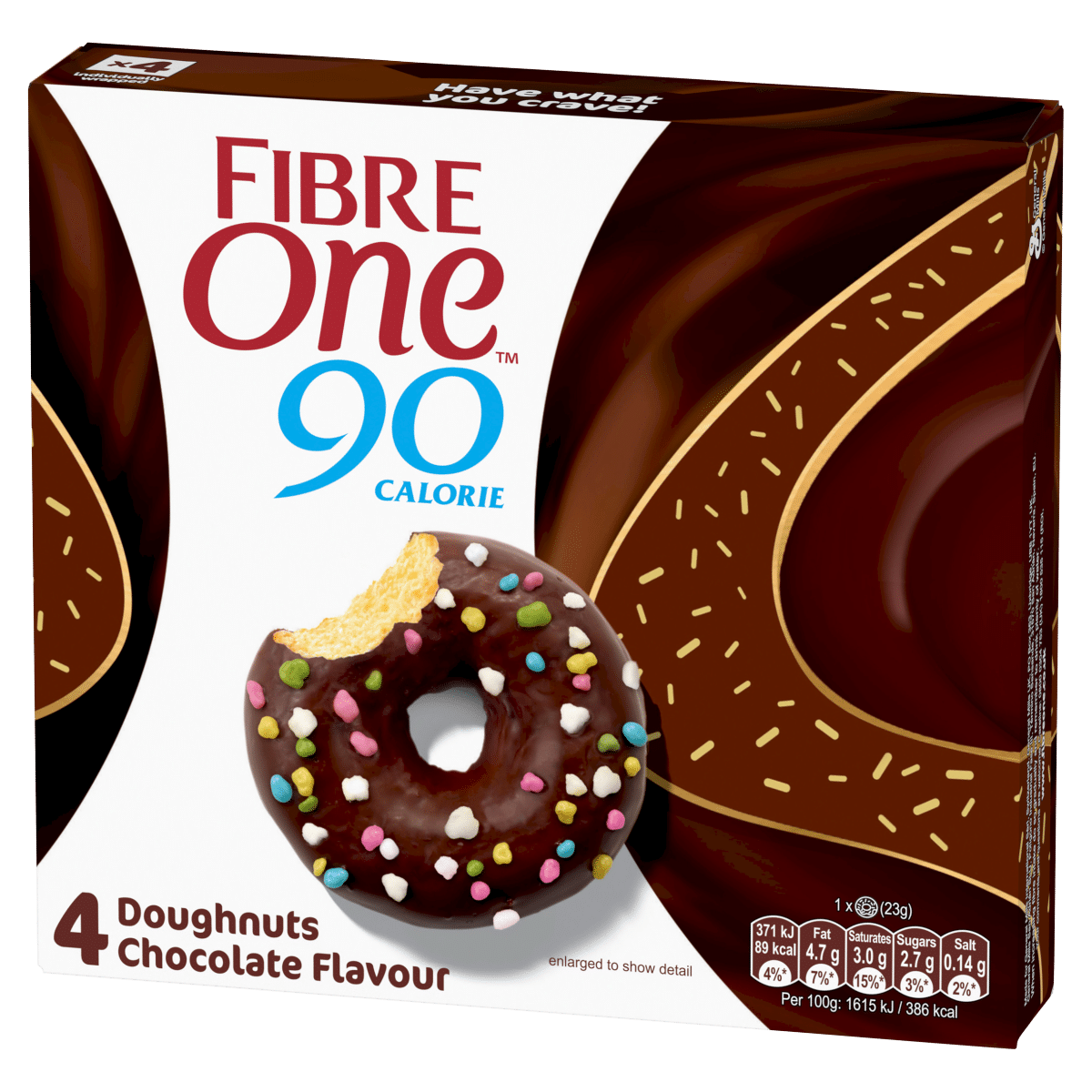 Fibre One 90 Calorie Doughnuts Chocolate Flavour 4 x 23g (92g)