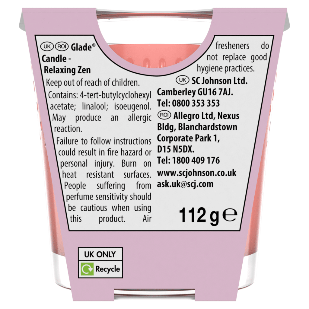 Glade Scented Candle Relaxing Zen 112g