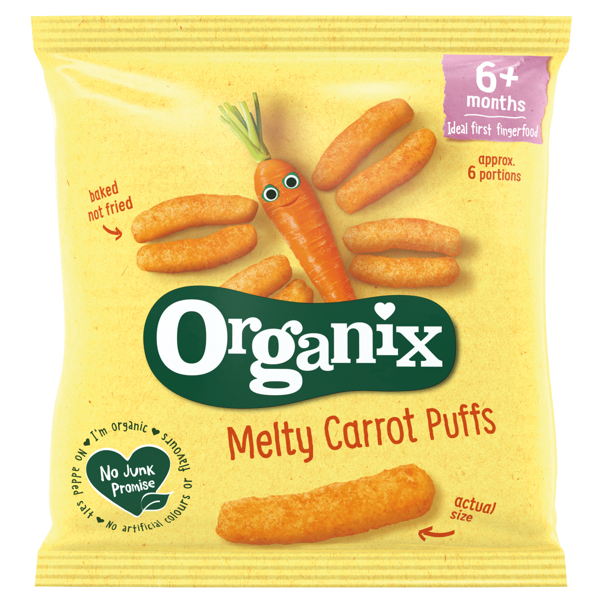 Organix Melty Carrot Puffs Organic Baby Finger Food Snack 20g