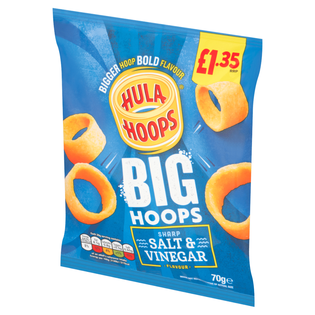 Hula Hoops Sharp Salt & Vinegar Flavour Big Hoops 70g