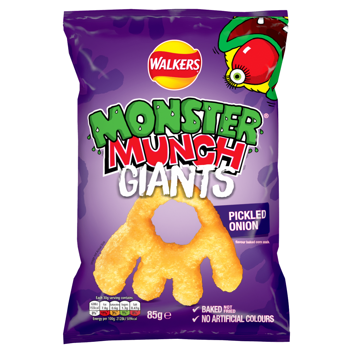 Walkers Monster Munch Giants Pickled Onion Sharing Snacks Crisps 85g