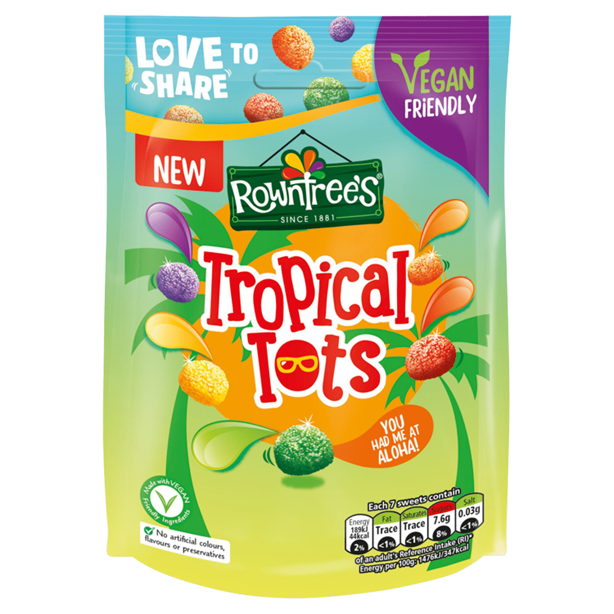 Rowntree’s Tropical Tots Vegan Friendly Sweets Sharing Bag 140g