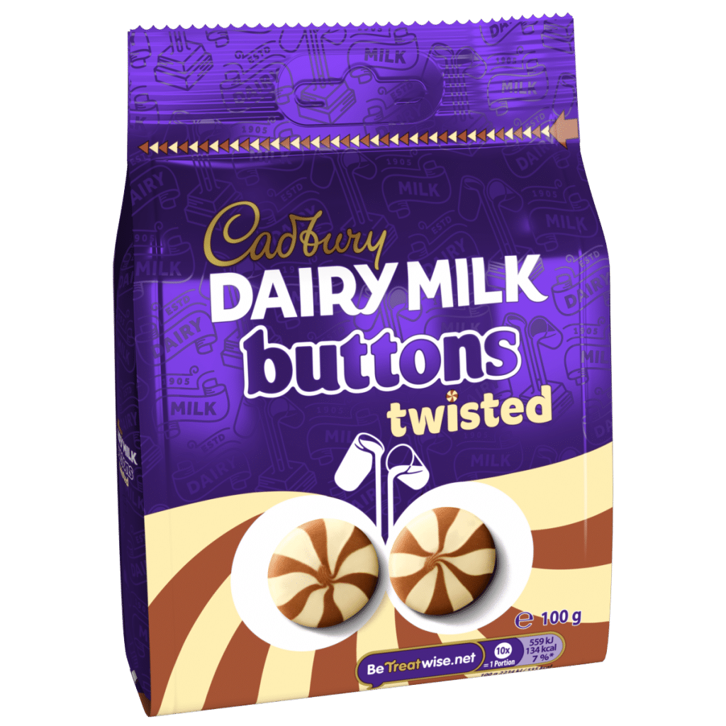 Cadbury Dairy Milk Twisted Milk & White Chocolate Buttons Bag 100g