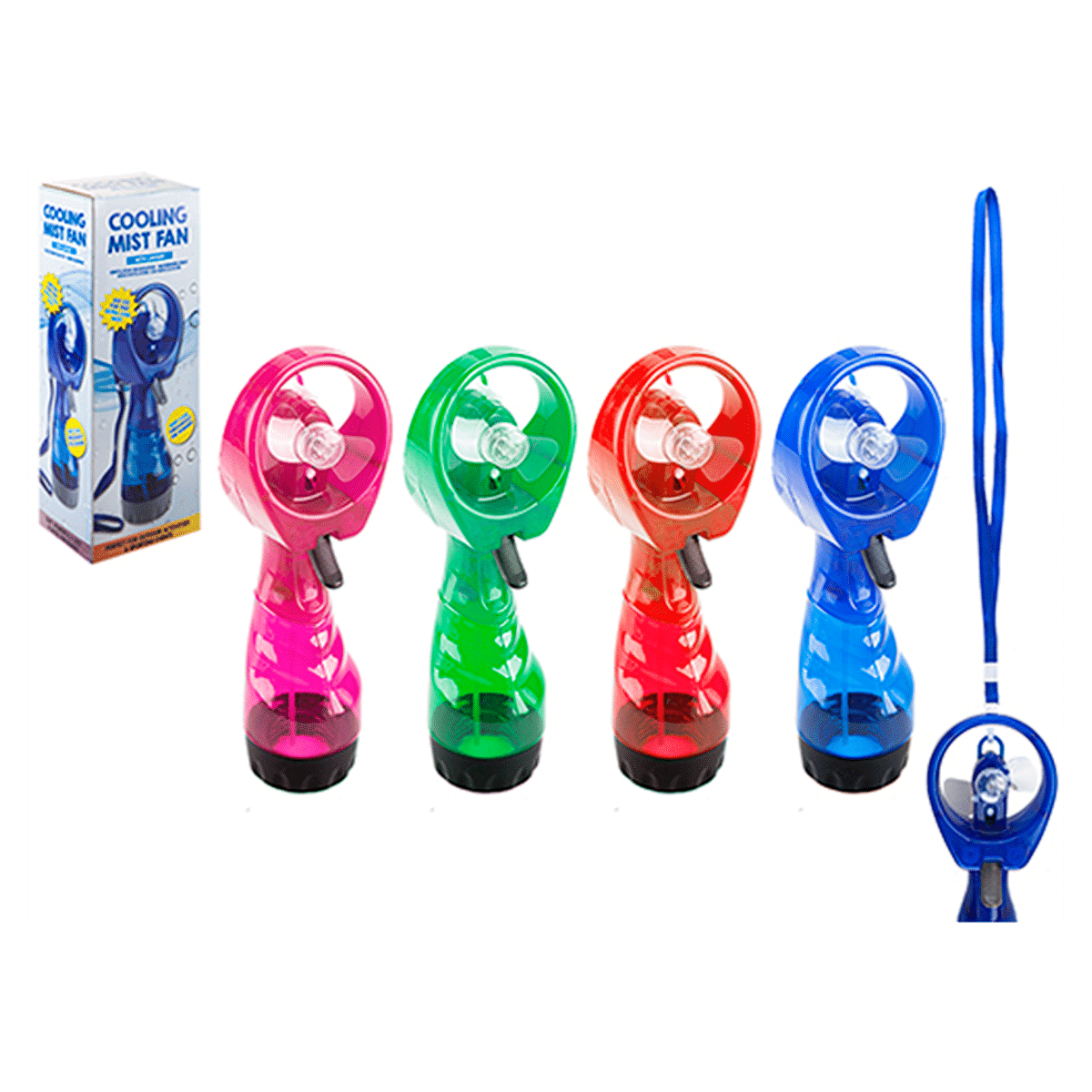 Cols Spray Mist Fan with Lanyard 4 Assorted