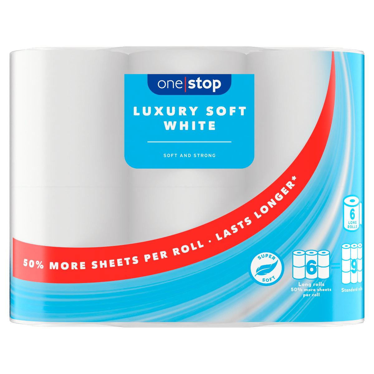 One Stop Luxury Soft White 6 Long Rolls