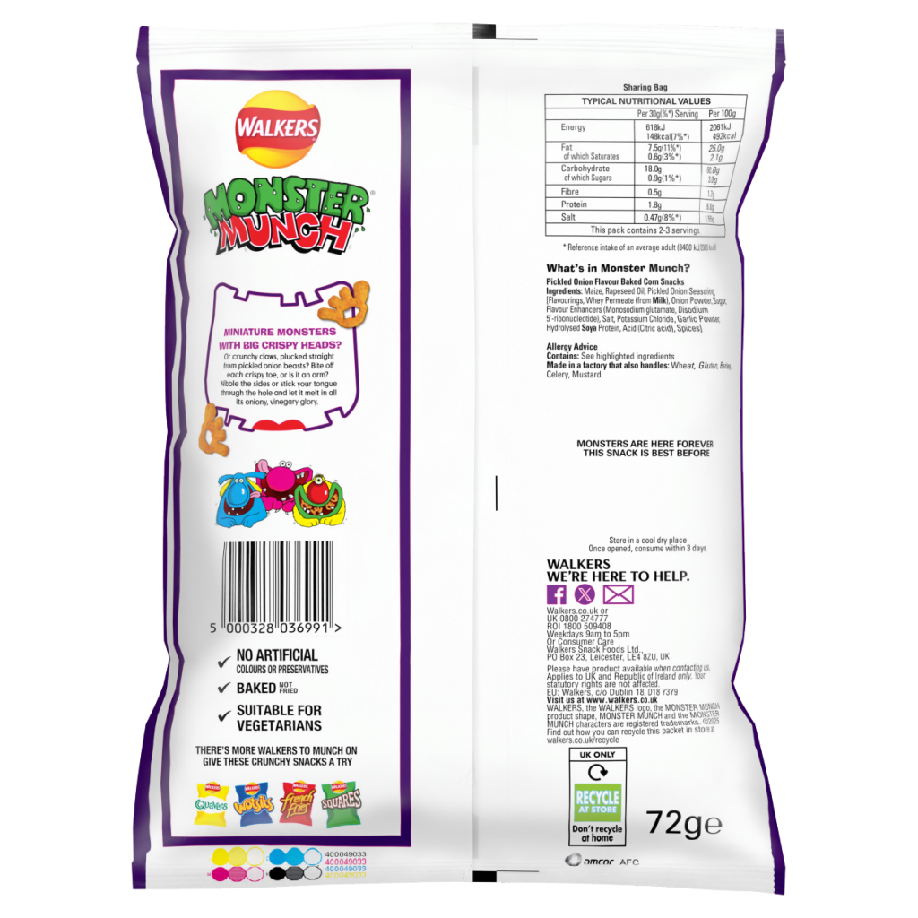 Walkers Monster Munch Pickled Onion Crisps 72g PMP £1.35 RRP