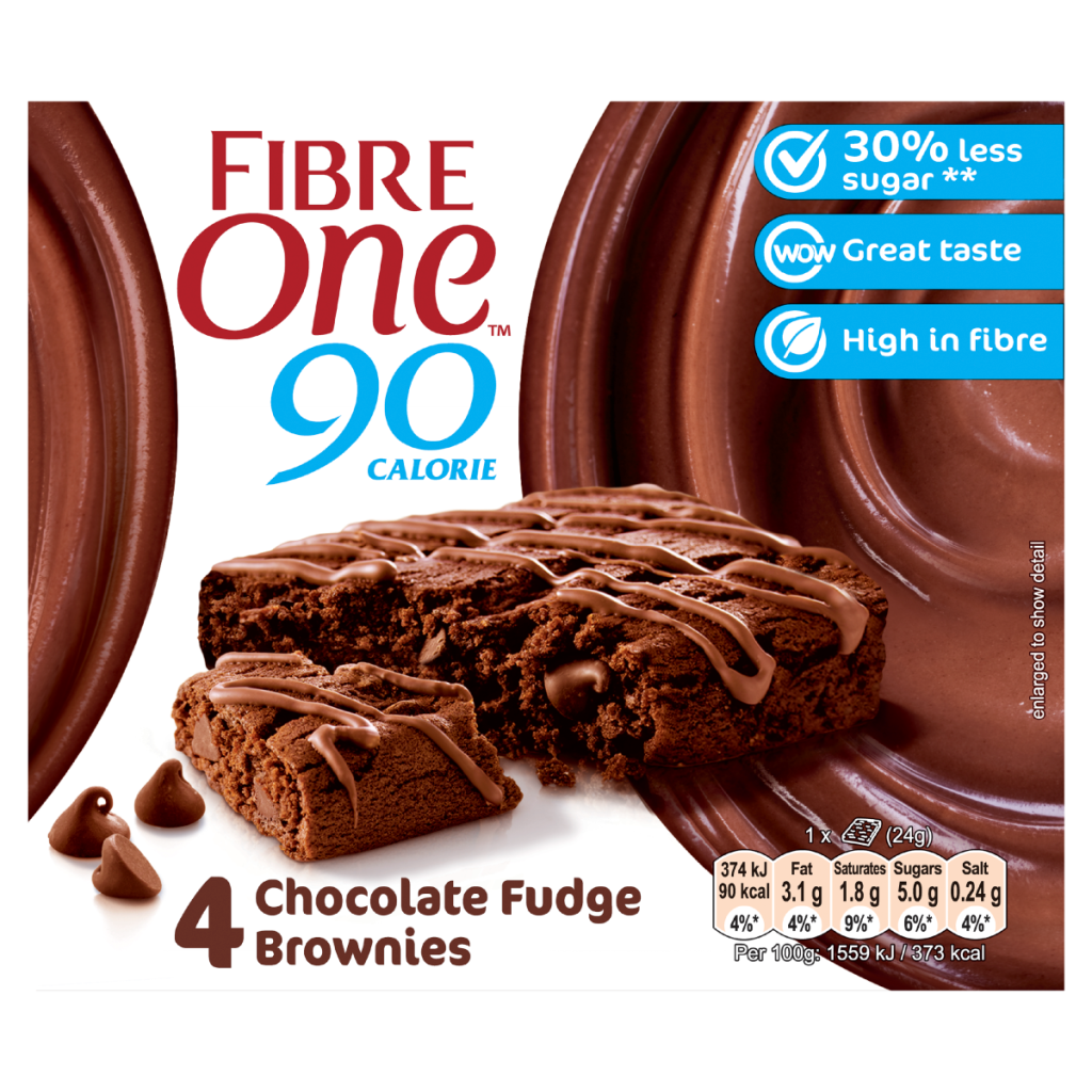 Fibre One 90 Calorie Chocolate Fudge Brownies 4 x 24g (96g)