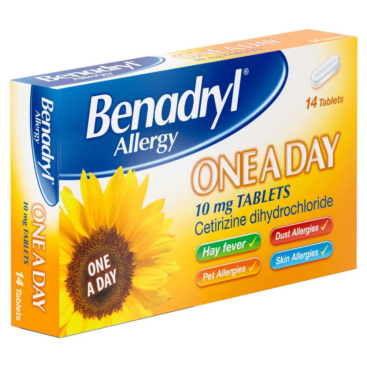 Benadryl 1 a Day 10 Miligram Tablet 14 pieces